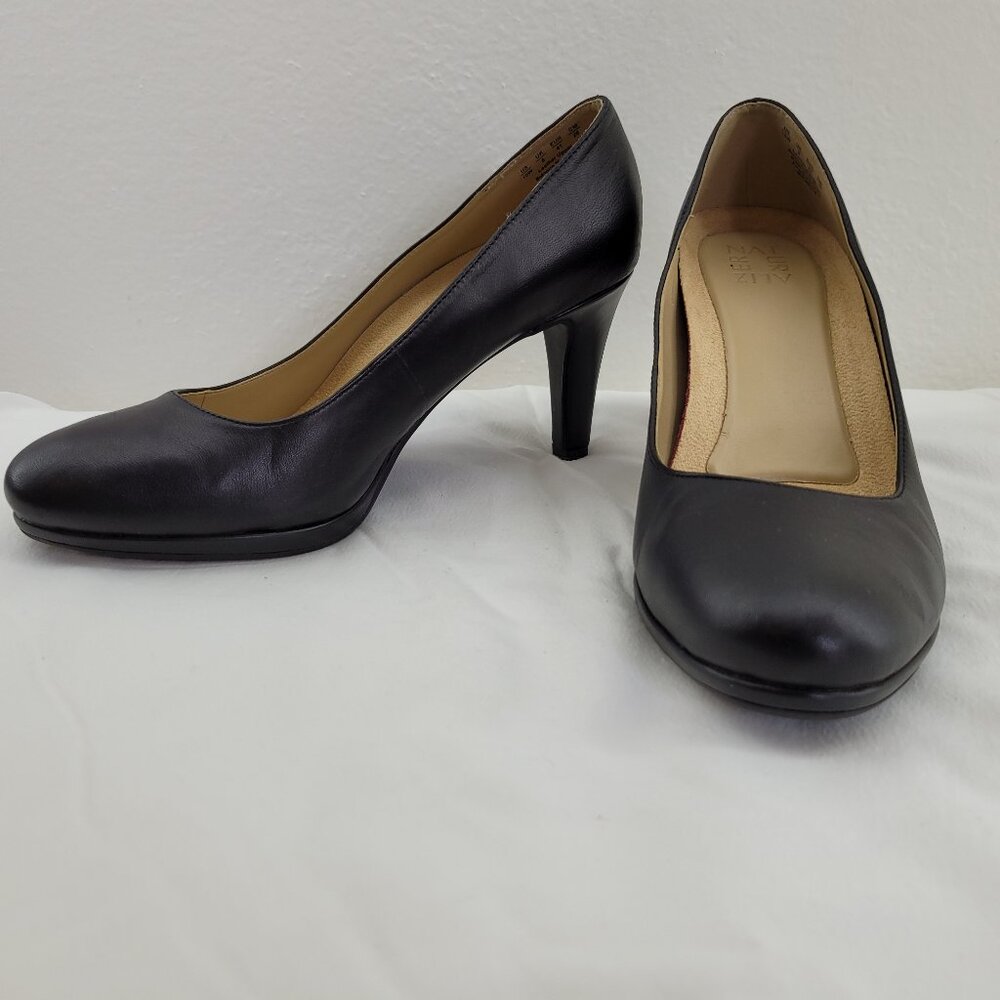 Naturalizer Michelle Pump Shoes Womens Size 10W Black Comfort Heel Leather